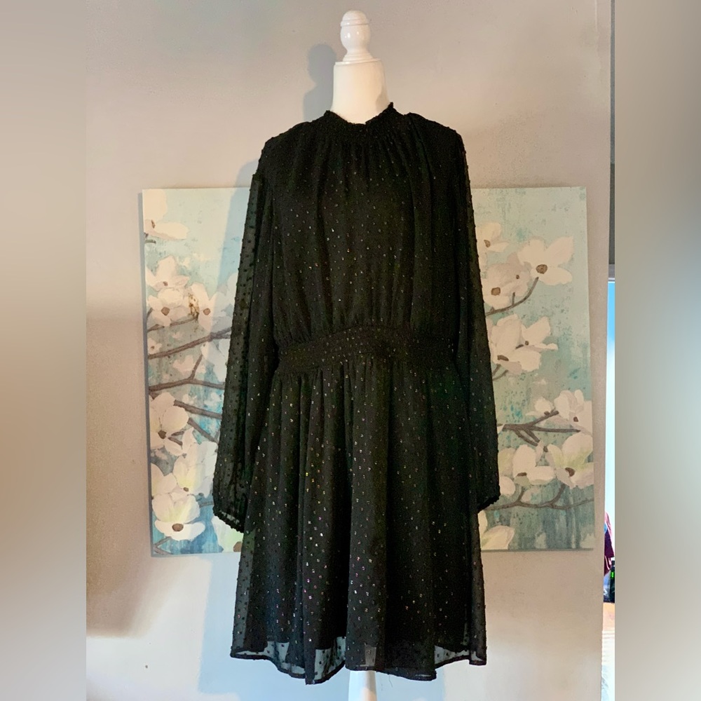 Torrid Mini Clip Dot Blouson Sleeve Dress